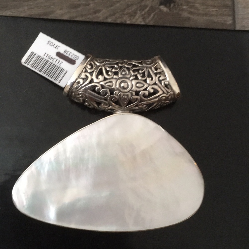 Large 92.5 Sterling Silver , shell pendant